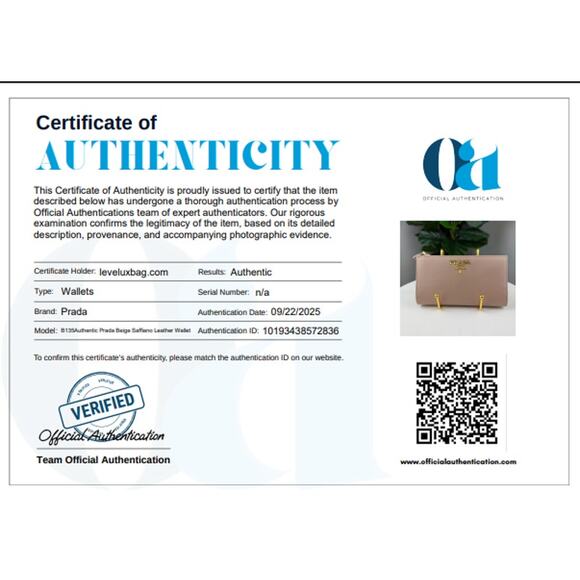 B135💎✨Authentic Prada Beige Saffiano Leather Wallet - Picture 8 of 8